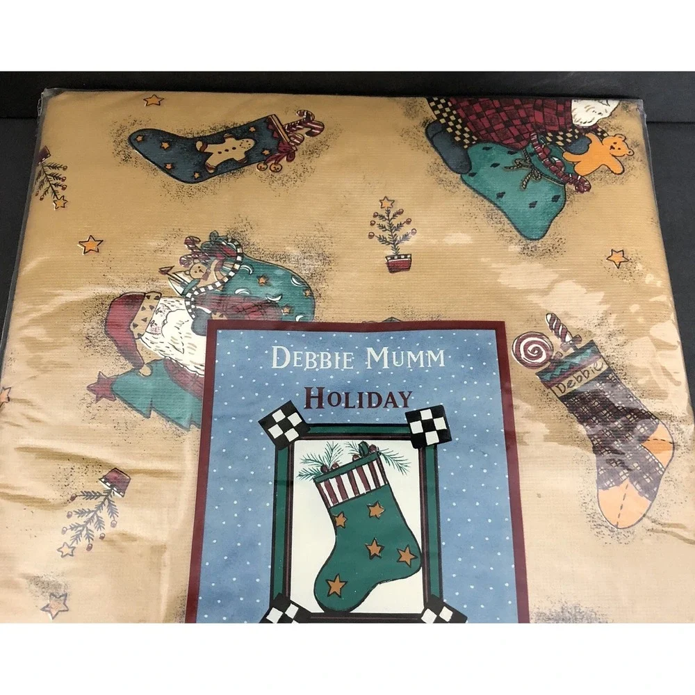 Debbie Mumm Magic Of Santa Vinyl Tablecloth Flannel Backed 60